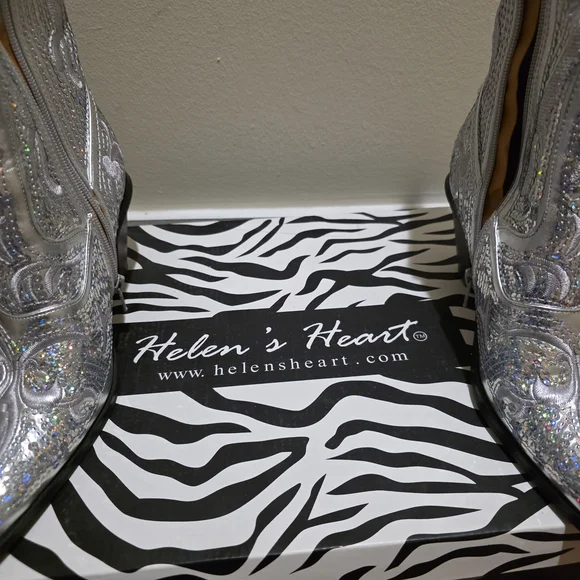 Dazzling Silver Glitter Heeled Boots